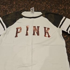 PINK Victoria's Secret Sequin Tee - White and Black